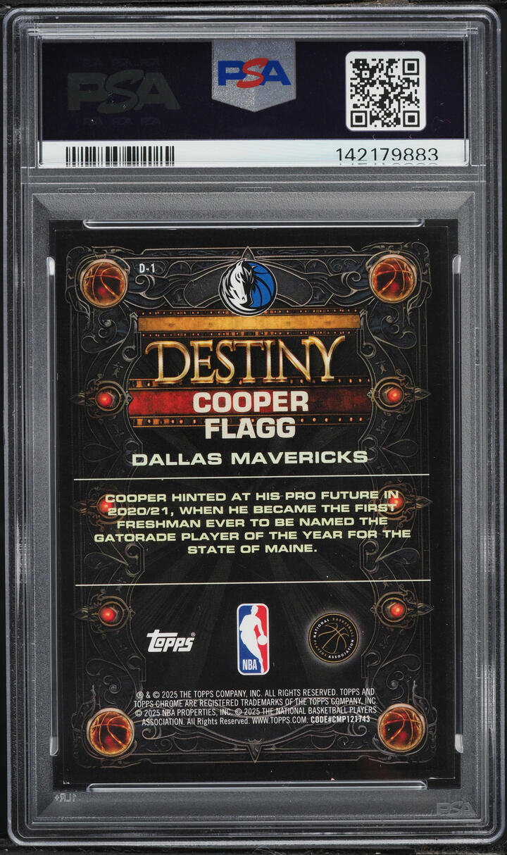 2025 Topps Chrome Destiny Black Geometric Cooper Flagg ROOKIE /10 #D-1 PSA 8 NM-MT