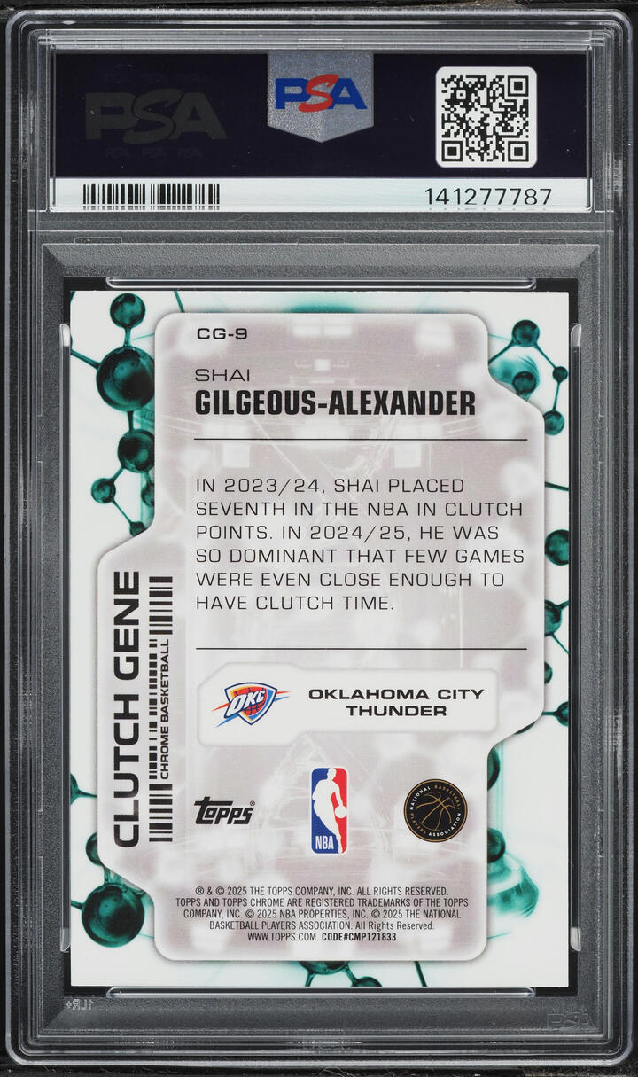 2025 Topps Chrome Clutch Gene Aqua Refractor Shai Gilgeous-Alexander /199 #CG-9 PSA 10 GEM MINT