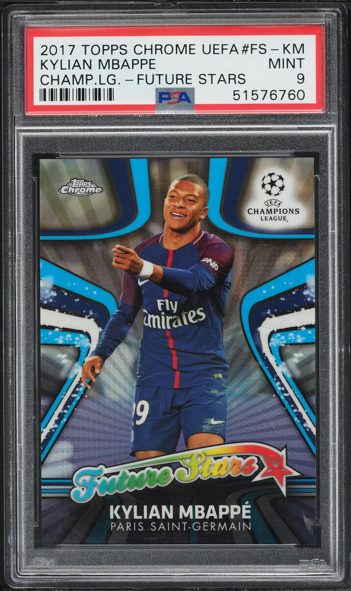 2017 Topps Chrome UEFA Champions League Future Stars Kylian Mbappe ROOKIE #FS-KM PSA 9 MINT