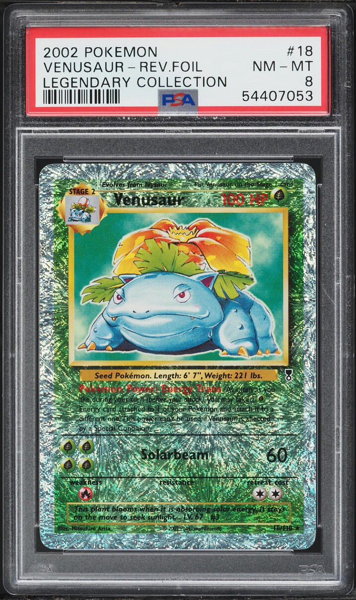 2002 Pokemon Legendary Collection Reverse Holo Venusaur #18 PSA 8 NM-MT
