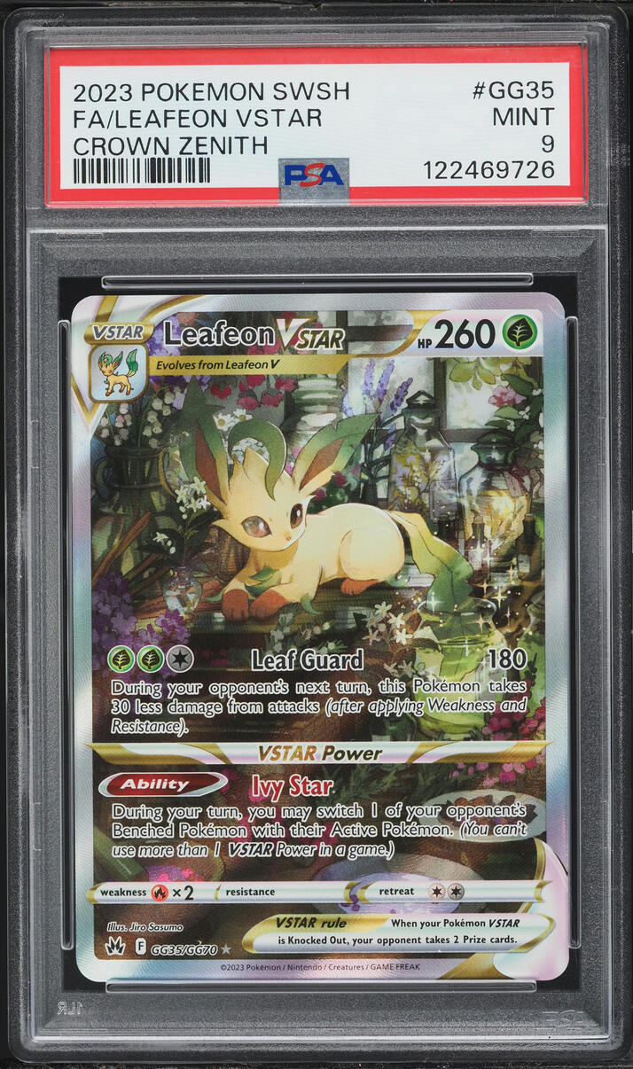 2023 Pokemon Sword & Shield Crown Zenith Full Art Leafeon VSTAR #GG35 PSA 9 MINT