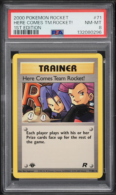 2000 Pokemon Team Rocket 1st Edition Here Comes Team Rocket! #71 PSA 8 NM-MT