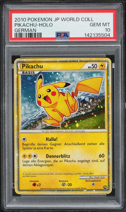 2010 Pokemon German Pikachu World Promo Holo Pikachu PSA 10 GEM