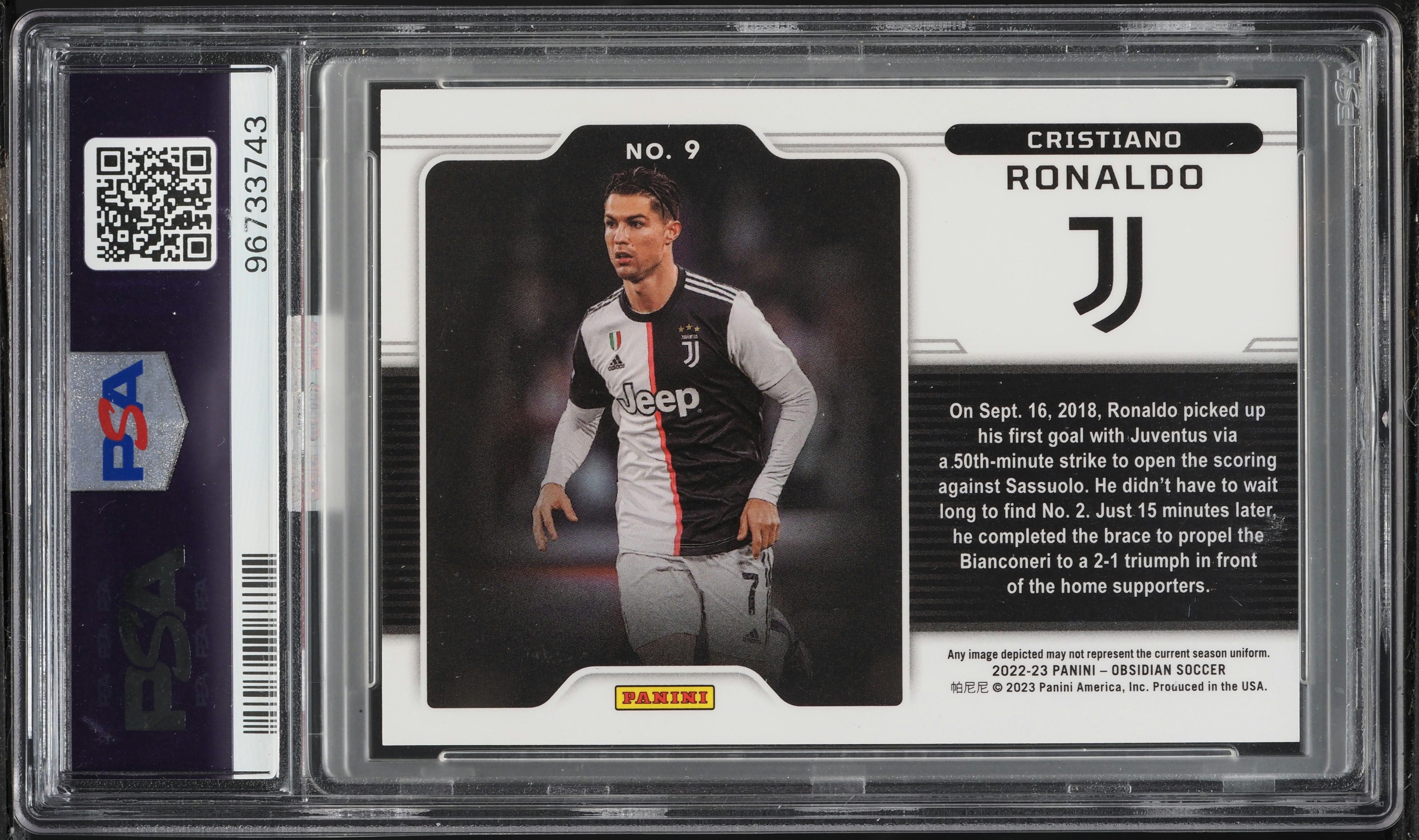 2022 Panini Obsidian Black Colorblast Cristiano Ronaldo #9 MBA PSA