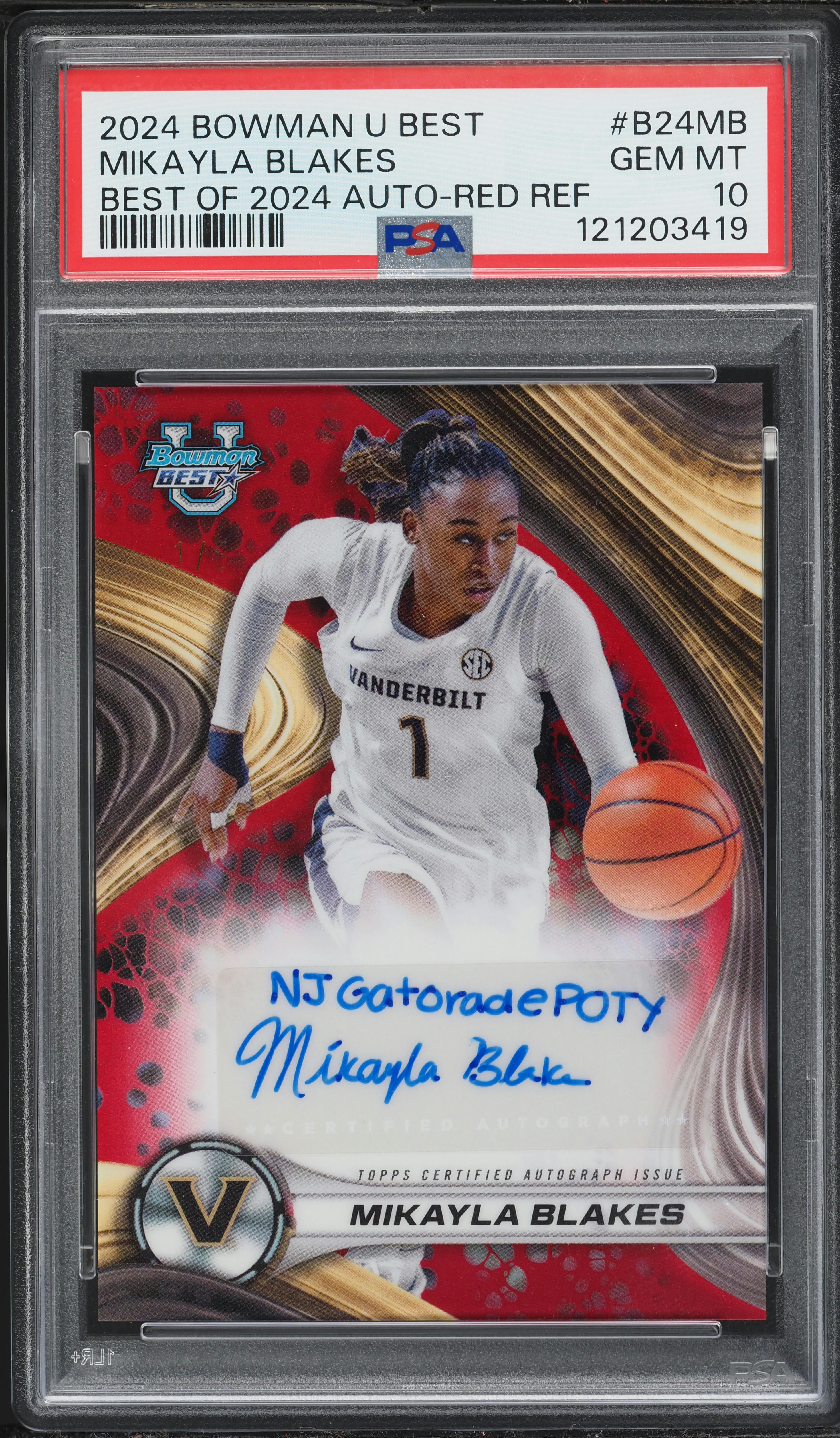 2024 Bowman Best University Basketball Red Refractor Mikayla Blakes #B24-MB PSA 10