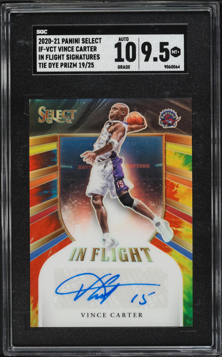 2020 Select In Flight Tie-Dye Prizm Vince Carter AUTO /25 #IF-VCT SGC 9.5 MINT+