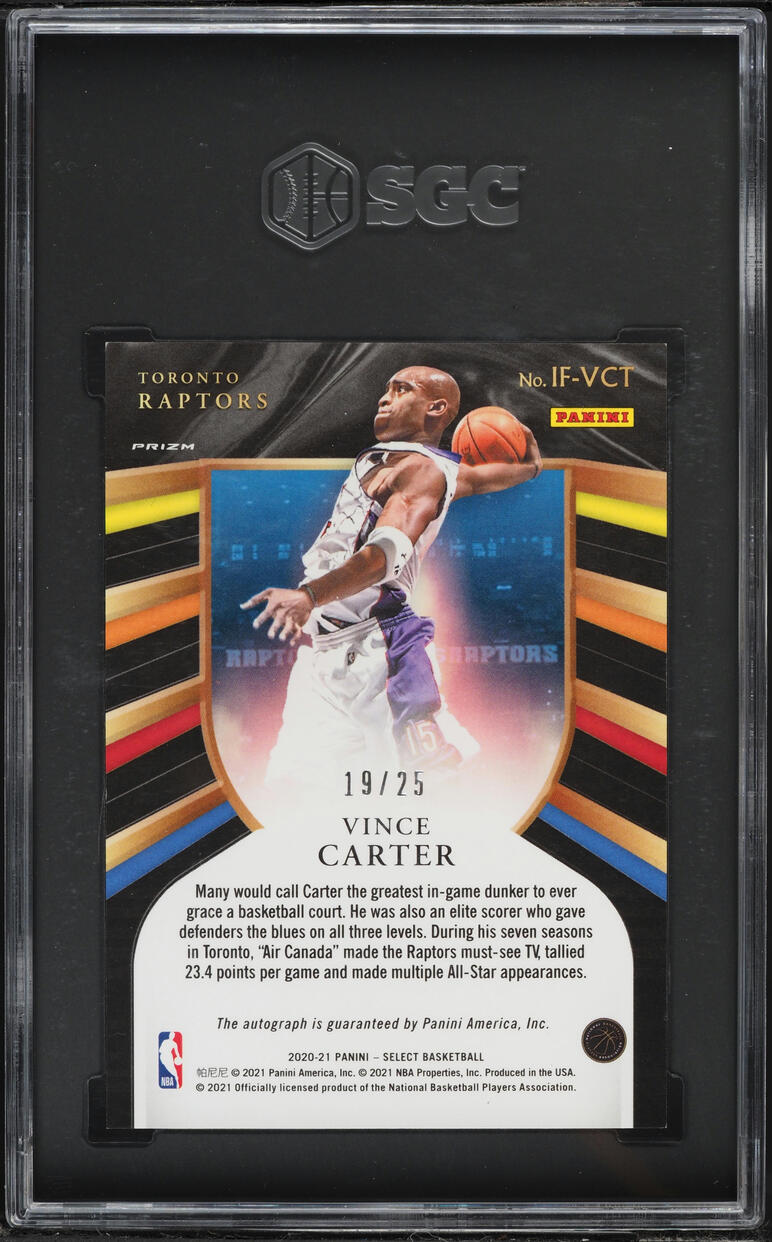 2020 Select In Flight Tie-Dye Prizm Vince Carter AUTO /25 #IF-VCT SGC 9.5 MINT+