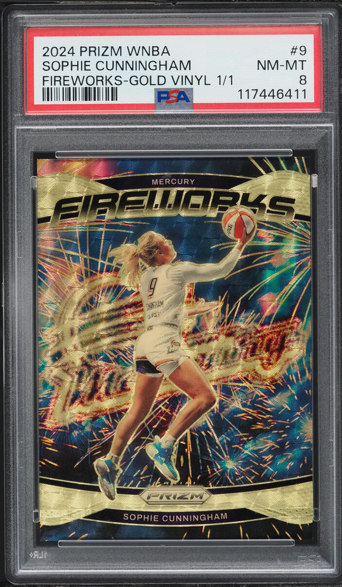 2024 Panini Prizm WNBA Fireworks Gold Vinyl Sophie Cunningham 1/1 #9 PSA 8 NM-MT