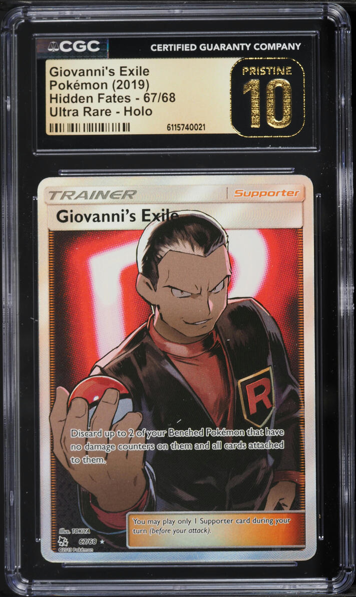 2019 Pokemon Sun & Moon Hidden Fates Full Art Giovanni's Exile #67 CGC 10 PRISTINE
