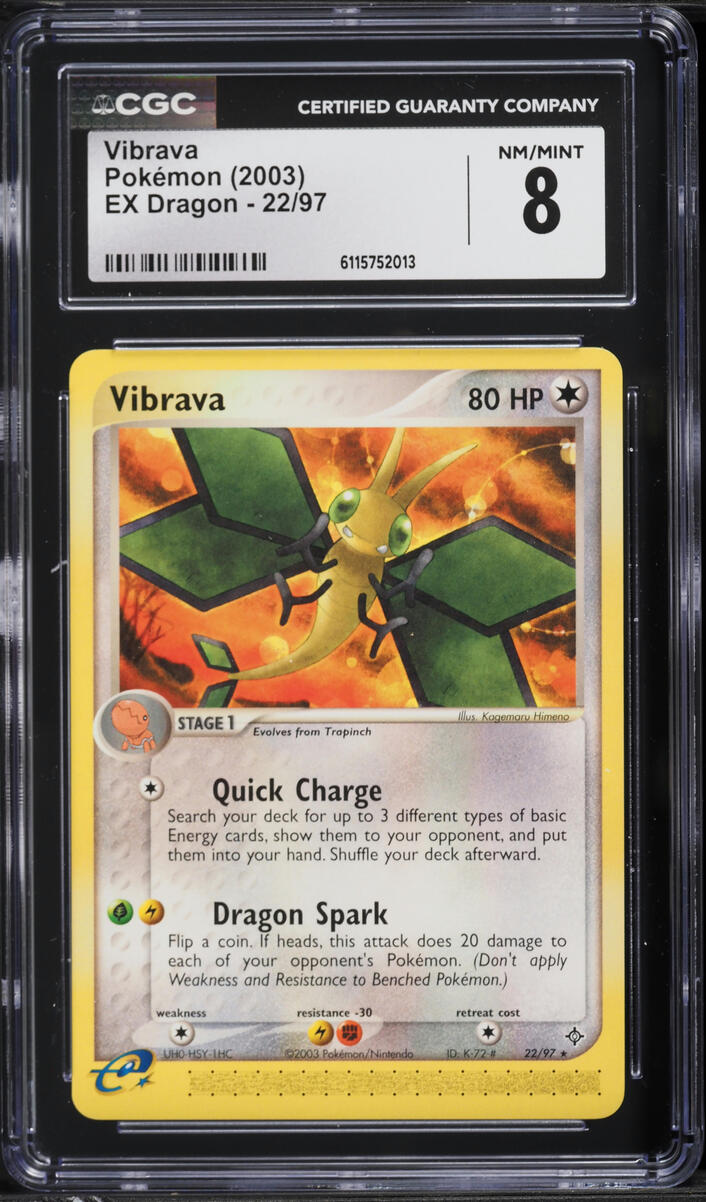 2003 Pokemon EX Dragon Vibrava #22 CGC 8 NM-MT