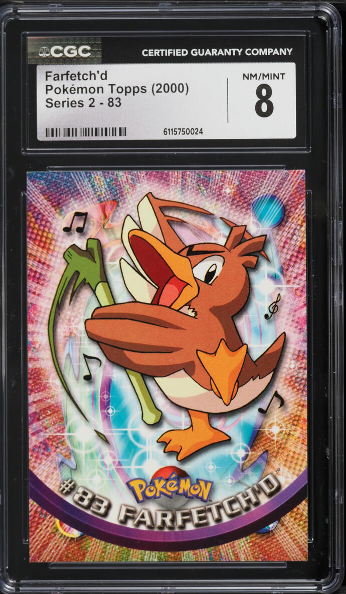 pokemon series 2 topps trading cards 2000 Farfetch'd #83 CGC 8 NM-MT on Fanatics Collect purple Team Rocket Pokemon Topps Chrome Trading Cards