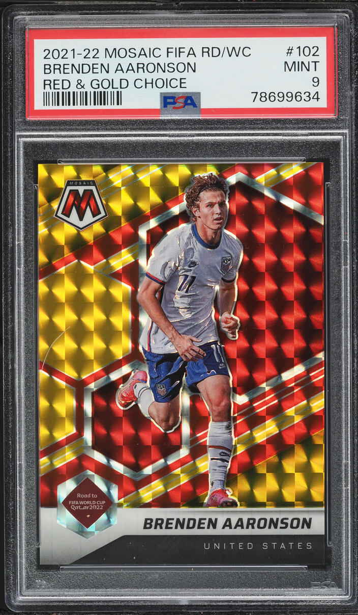 2021 Panini Mosaic FIFA Road To World Cup Red & Gold Choice Brenden Aaronson /88 PSA 9 MINT