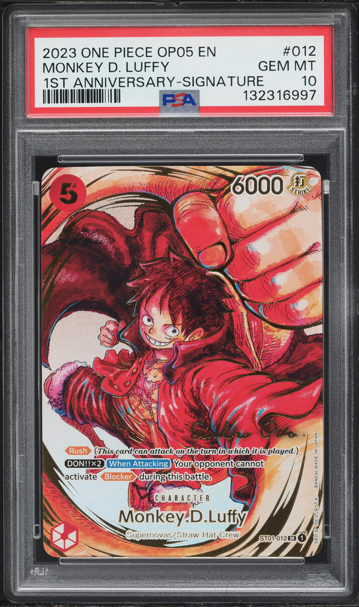 2023 One Piece Awakening New Era 1st Anniversary Signature SR Monkey D. Luffy PSA 10 GEM MINT