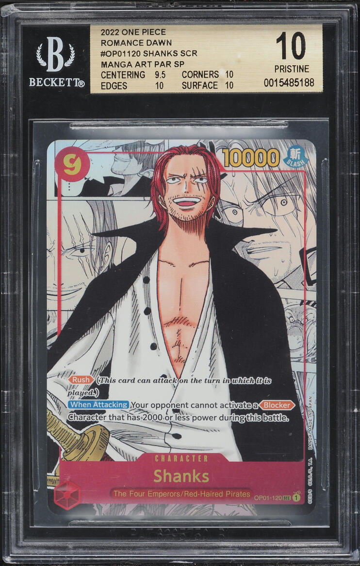 2022 One Piece Romance Dawn Manga Art SEC Shanks #OP01120 BGS 10 PRISTINE