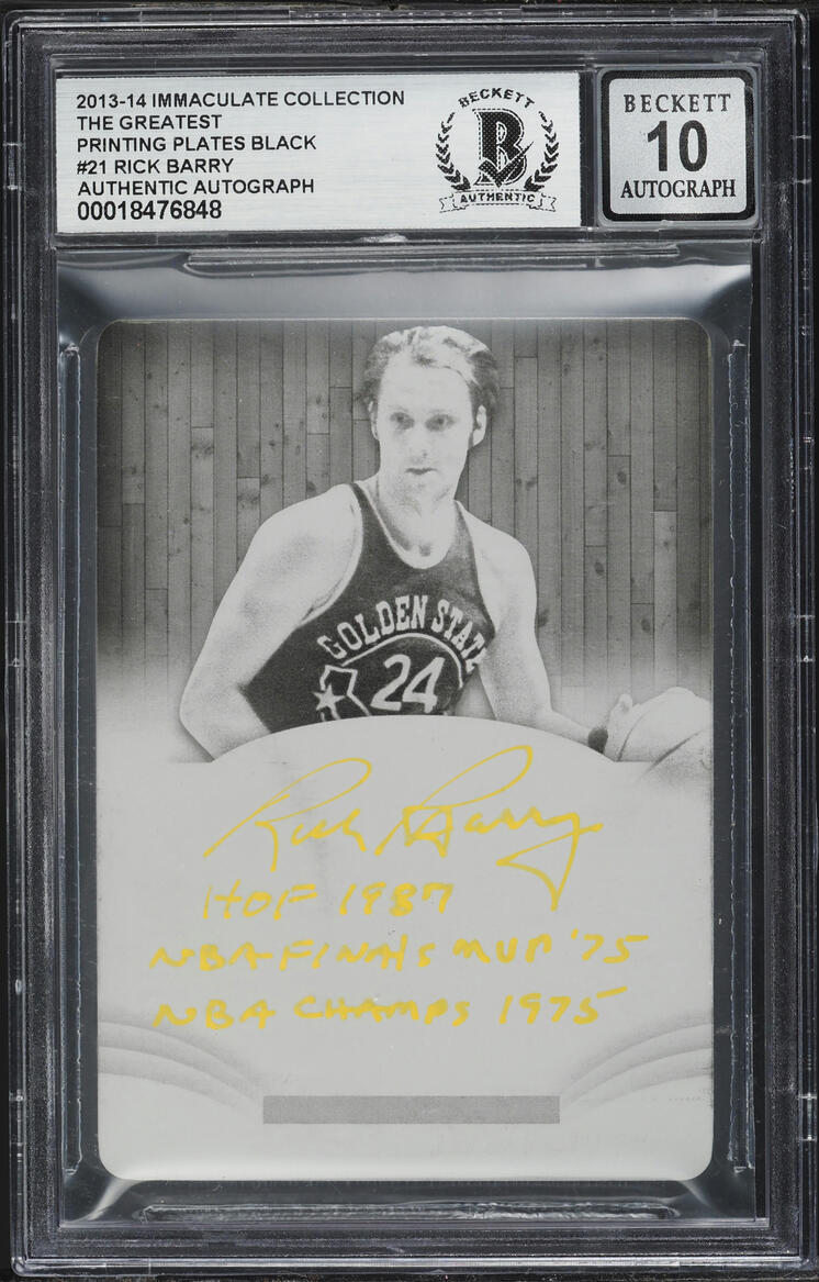 2013 Immaculate Collection The Greatest Printing Plates Black Rick Barry AUTO 1/1 #21 BGS AUTH