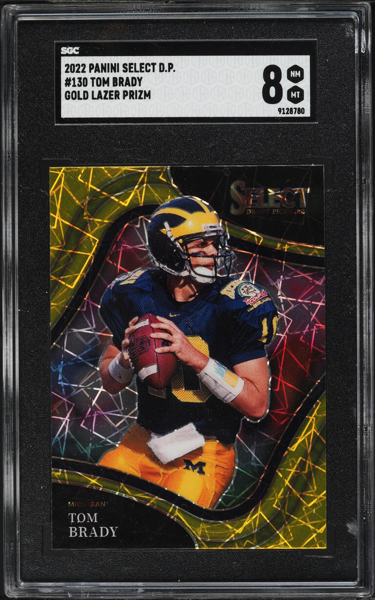 2022 Select Field Level Draft Picks Gold Lazer Prizm Tom Brady #130 SGC 8 NM-MT