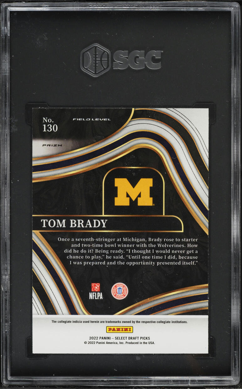 2022 Select Field Level Draft Picks Gold Lazer Prizm Tom Brady #130 SGC 8 NM-MT
