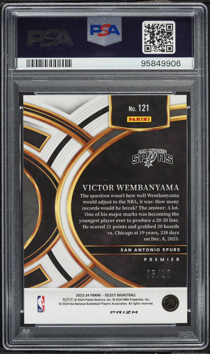 2023 Select Premier Gold Tectonic Victor Wembanyama ROOKIE /10 #121 PSA 10 GEM MINT