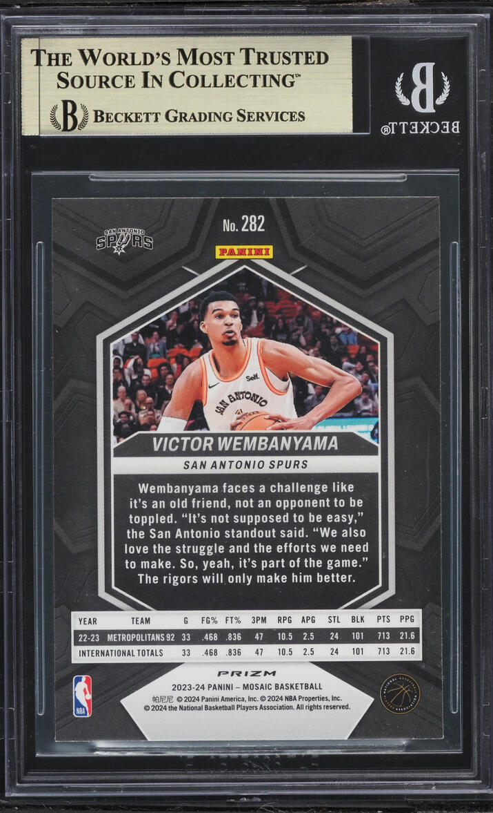 2023 Panini Mosaic Genesis City Edition Victor Wembanyama ROOKIE #282 BGS 9.5 GEM MINT
