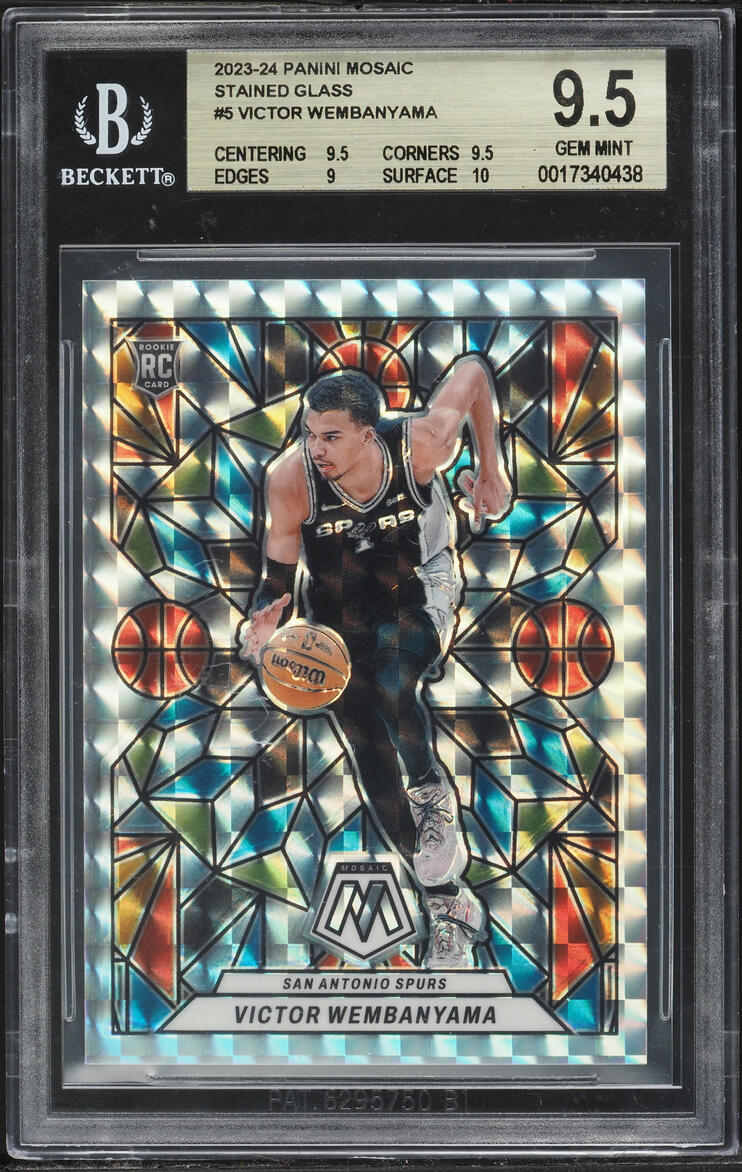 2023 Panini Mosaic Stained Glass Victor Wembanyama ROOKIE #5 BGS 9.5 GEM MINT