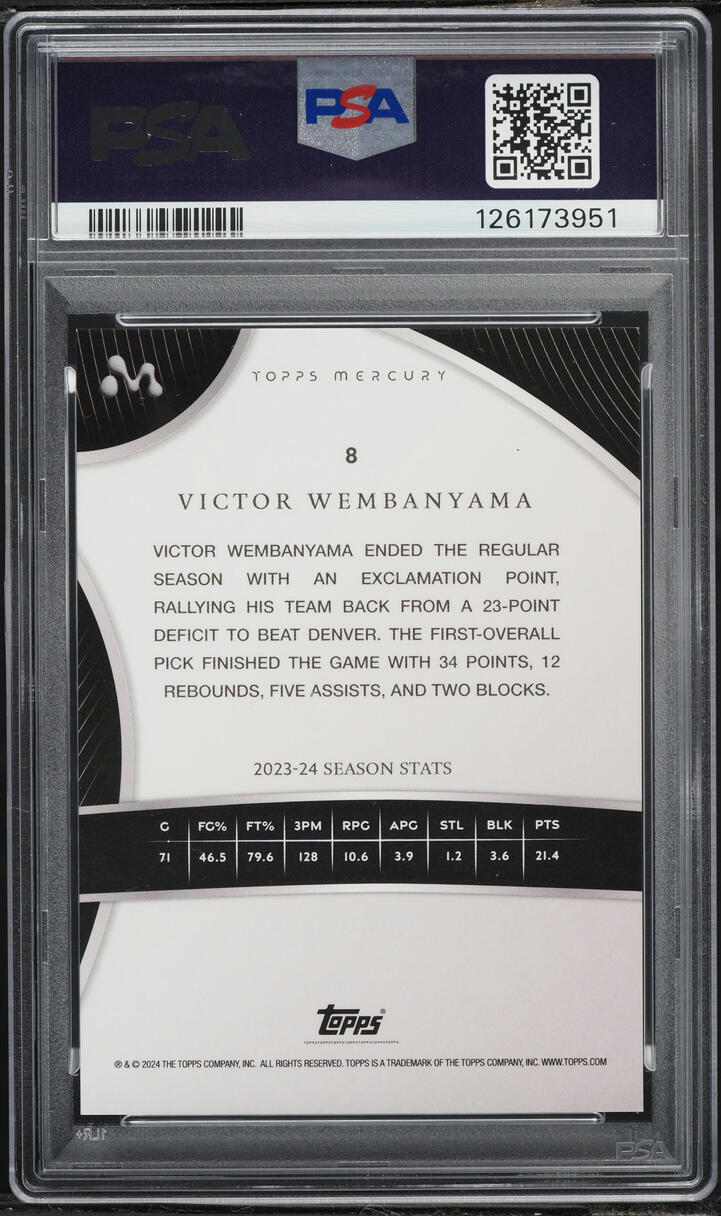 2023 Topps Mercury Victor Wembanyama ROOKIE #8 PSA 9 MINT