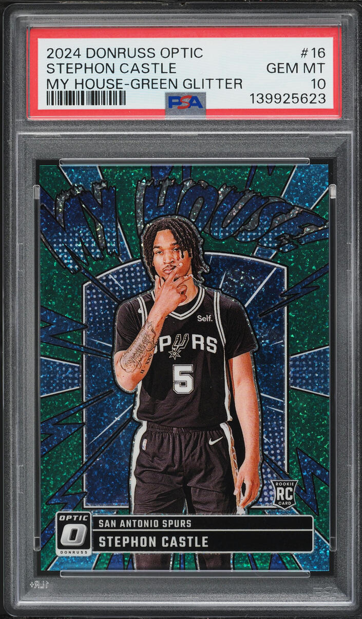 2024 Donruss Optic My House Green Glitter Stephon Castle ROOKIE /5 #16 PSA 10 GEM MINT