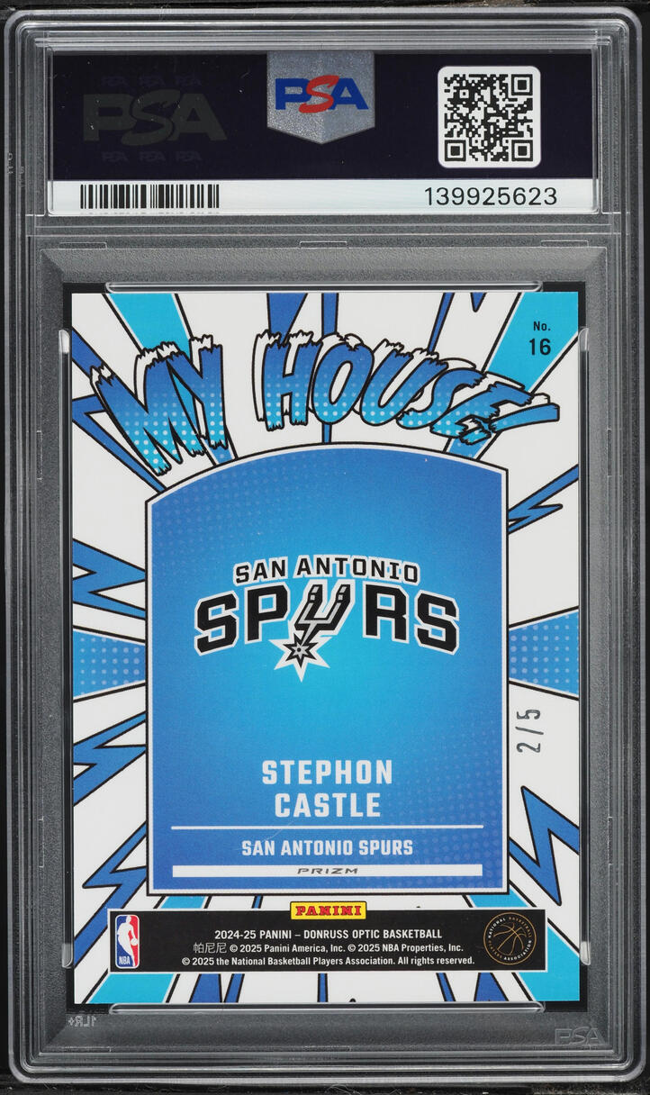 2024 Donruss Optic My House Green Glitter Stephon Castle ROOKIE /5 #16 PSA 10 GEM MINT