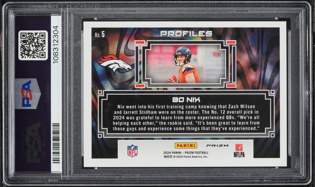 2024 Panini Prizm Profiles Bo Nix ROOKIE #5 PSA 10 GEM MINT