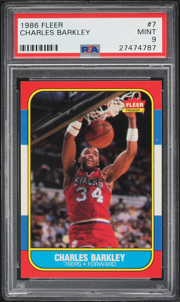 1986 Fleer Basketball Charles Barkley ROOKIE #7 PSA 9 MINT