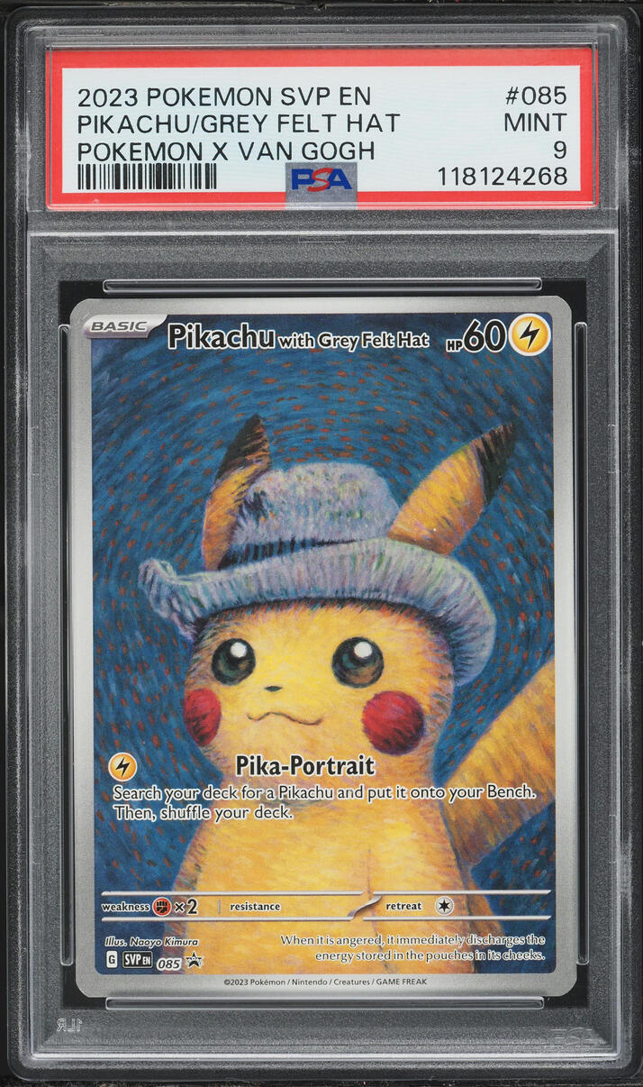 2023 Pokemon Scarlet & Violet Black Star Promo Van Gogh Pikachu With Grey Felt Hat #85 PSA 9