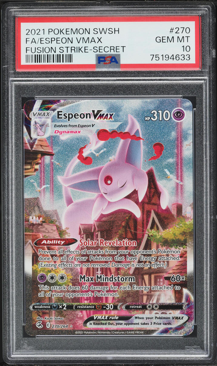 2021 Pokemon Sword & Shield Fusion Strike SEC Espeon VMAX #270 PSA 10 GEM MINT