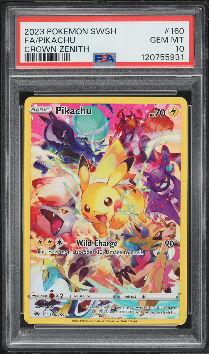 2023 Pokemon Sword & Shield Crown Zenith Full Art Pikachu #160 PSA 10 GEM MINT