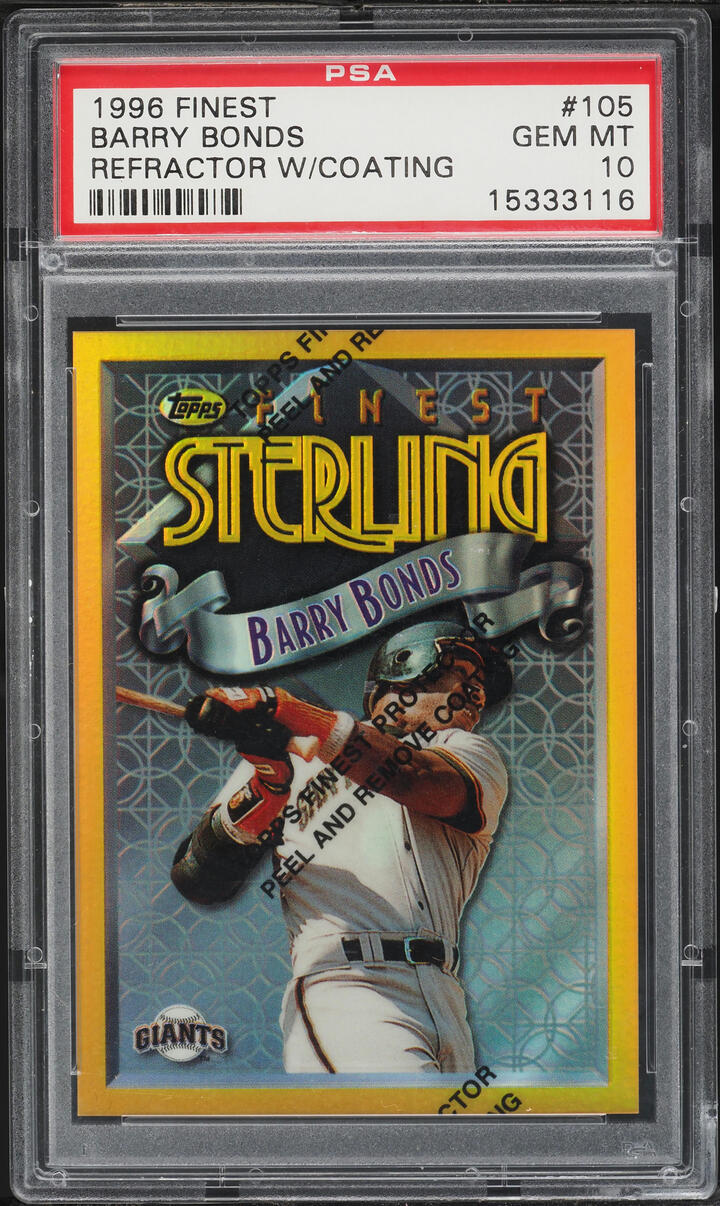 1996 Finest Refractor W/coating Barry Bonds #105 PSA 10 GEM MINT