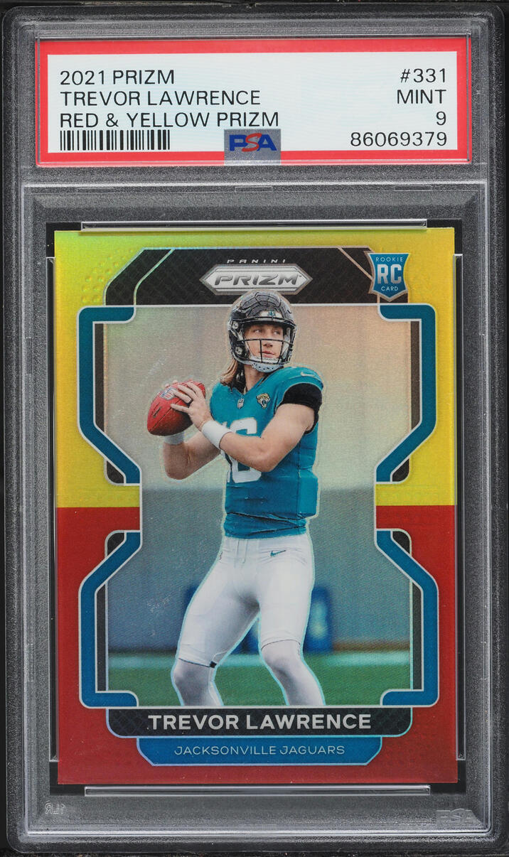 2021 Panini Prizm Red & Yellow Prizm Trevor Lawrence ROOKIE 1/8 #331 PSA 9 MINT