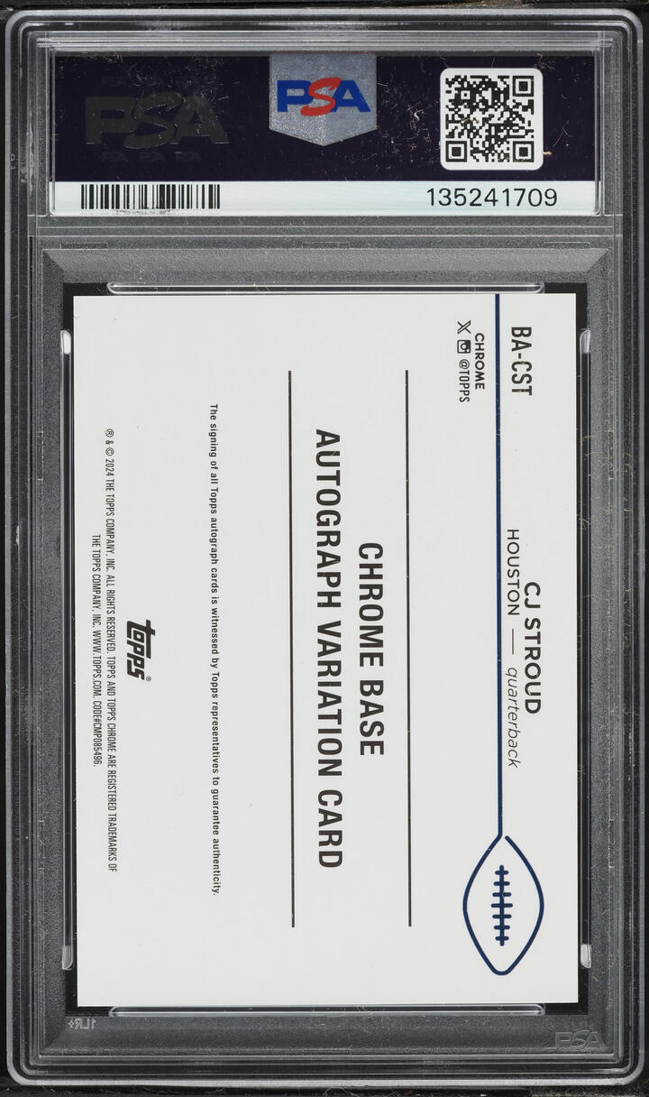2024 Topps Chrome Base Variations Blue Refractor CJ Stroud AUTO /150 #BACST PSA 9 MINT