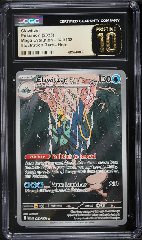 2025 Pokemon Mega Evolution IR Clawitzer #141 CGC 10 PRISTINE