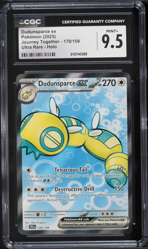 2025 Pokemon Scarlet & Violet Journey Together Full Art Dudunsparce ex #178 CGC 9.5 MINT+