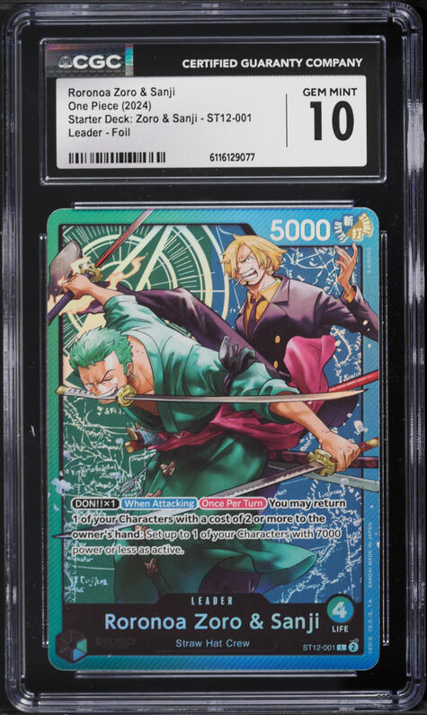 2024 One Piece Starter Deck Foil Leader Roronoa Zoro & Sanji #ST12-001 CGC  10 GEM MINT on Fanatics Collect