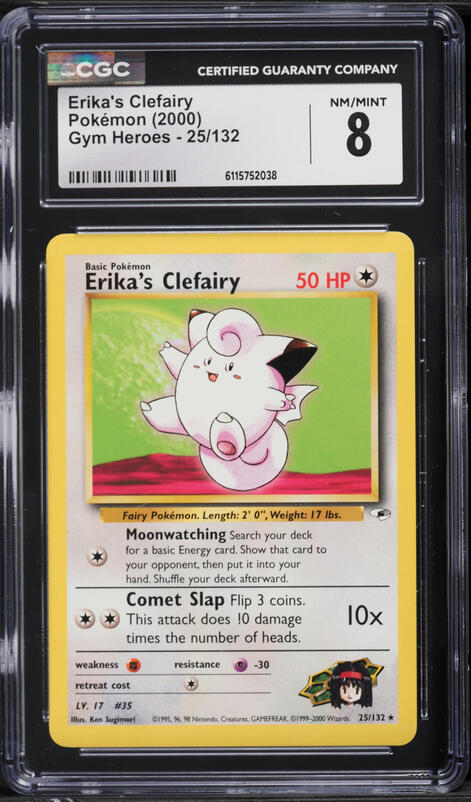 2000 Pokemon Gym Heroes Erika's Clefairy #25 CGC 8 NM-MT
