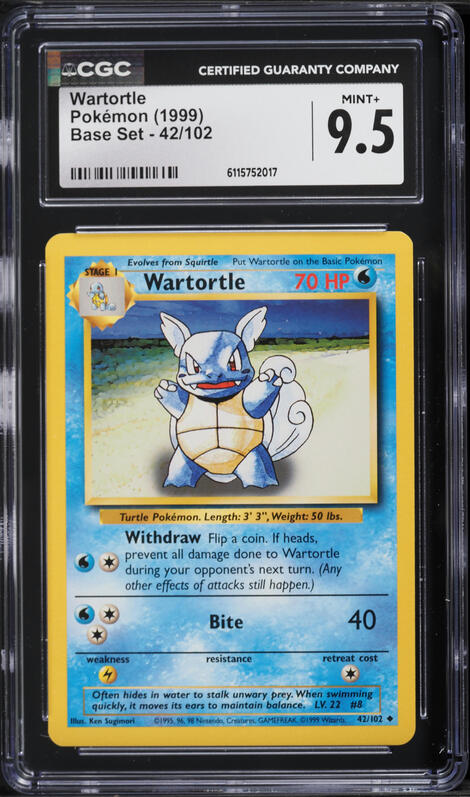 1997 Pokemon Japanese Topsun Blue Back Wartortle PSA 9 MINT on