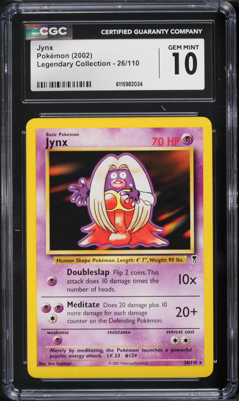 2002 Pokemon Legendary Collection Reverse Holo Jynx #26 CGC 8 NM