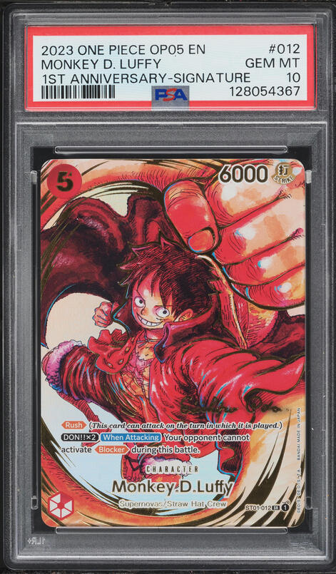 2023 One Piece Awakening New Era 1st Anniversary Signature SR Monkey D. Luffy PSA 10 GEM MINT