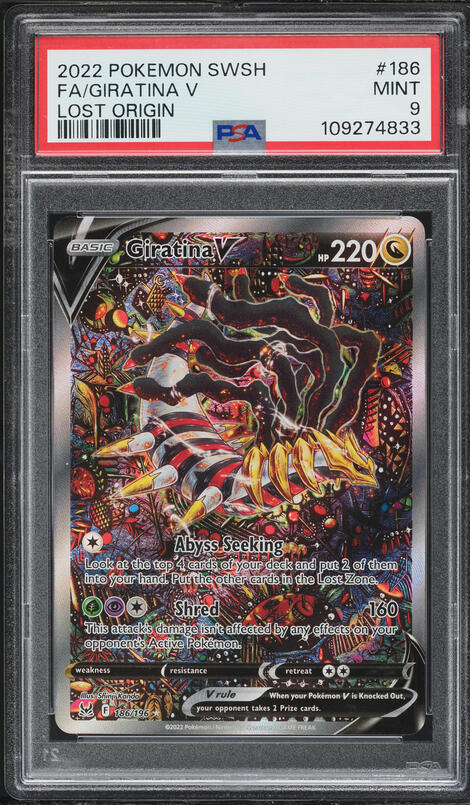 2022 Pokemon Sword & Shield Lost Origin Alt Art Giratina V #186 PSA 9 MINT