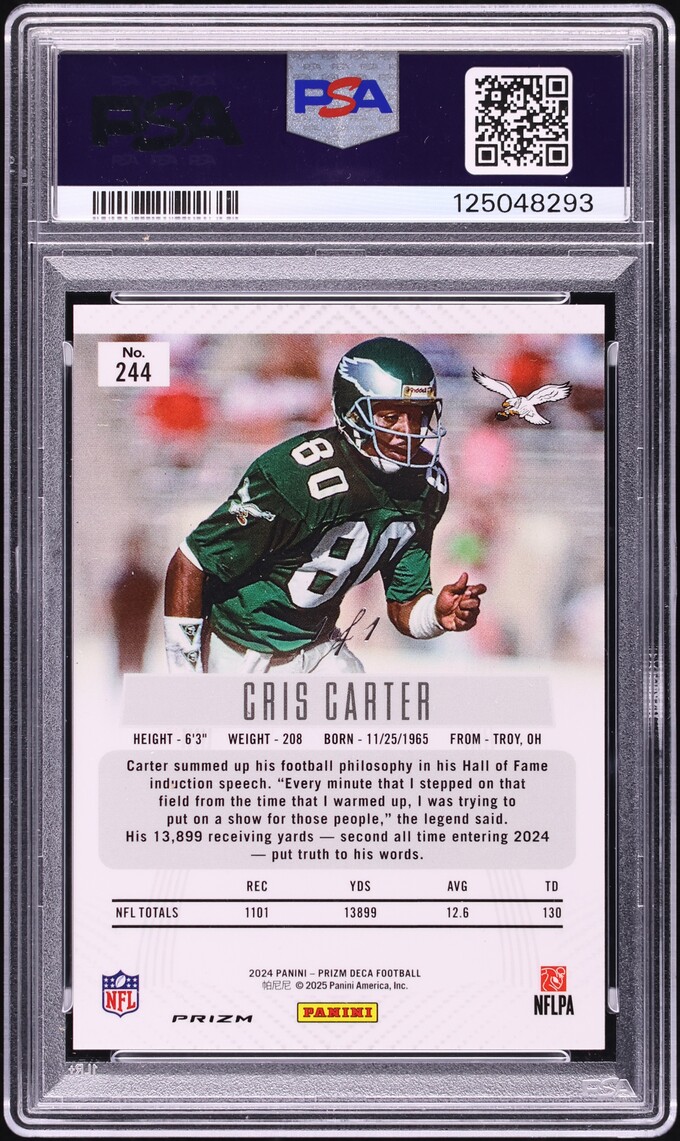 2024 Panini Prizm Deca Black Cris Carter 1/1 #244 PSA 9 MINT