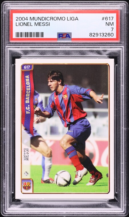 2004 Mundi Cromo Liga Soccer Lionel Messi ROOKIE #617 MBA PSA 9 