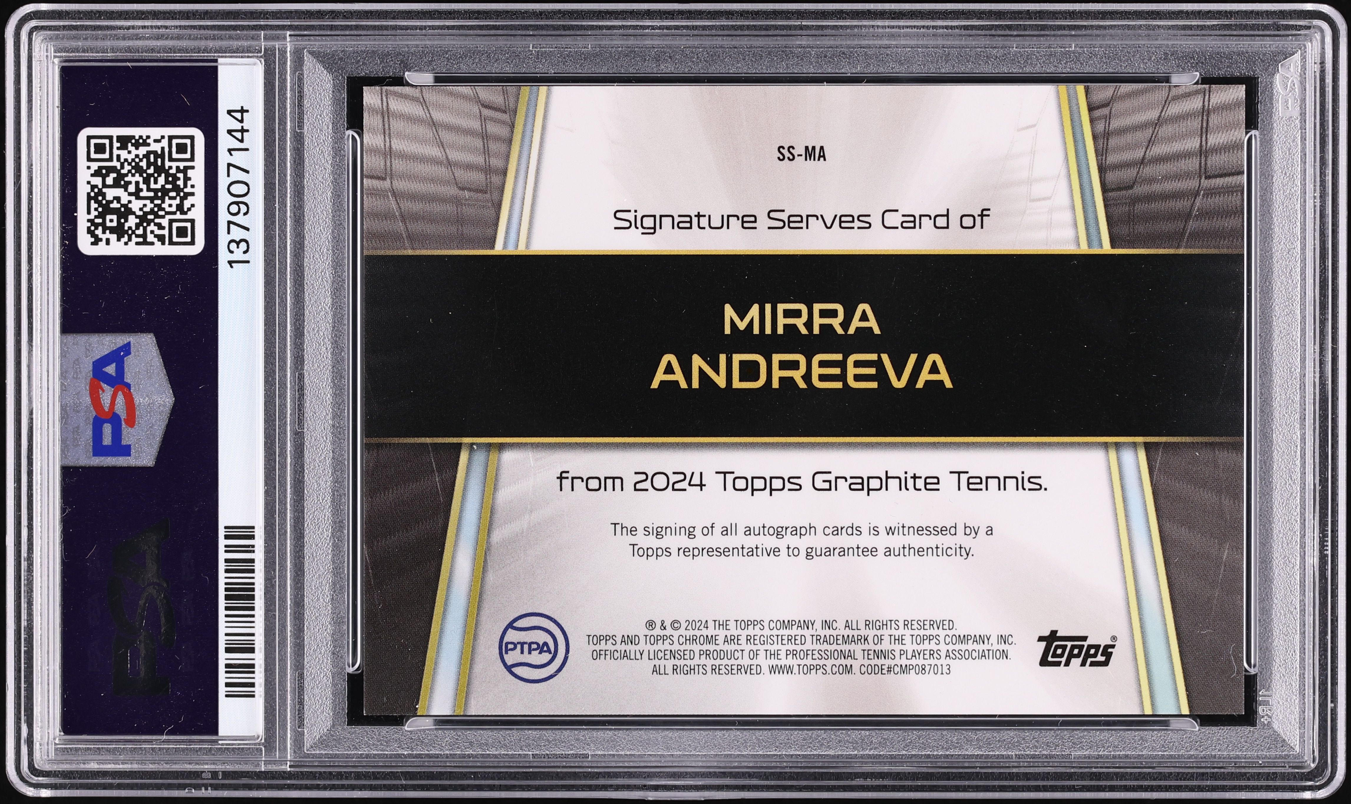 2024 Topps Graphite Signature Serves Pink Refractor Mirra Andreeva