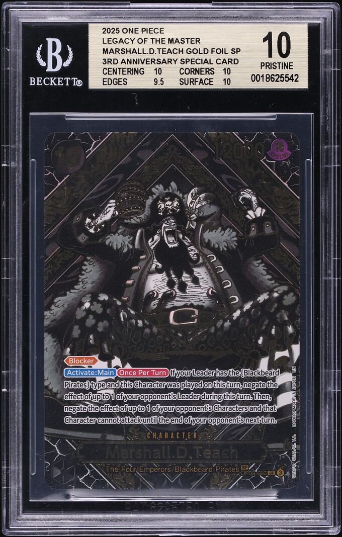 2025 One Piece Legacy Of The Master 3rd Anniversary Gold Foil Marshall D. Teach BGS 10 PRISTINE