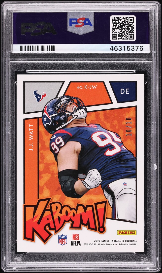 2019 Absolute Kaboom! Gold J.J. Watt 10/10 #K-JW PSA 10 GEM MINT