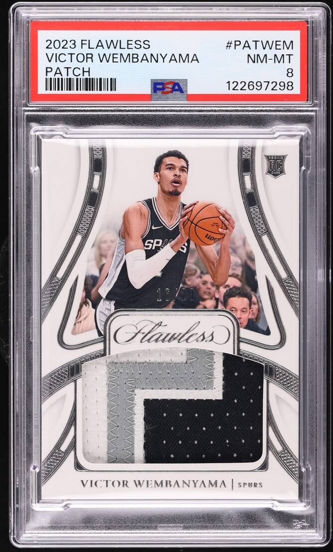 2023 Panini Flawless Victor Wembanyama ROOKIE PATCH /20 #PAT-WEM PSA 8 NM-MT
