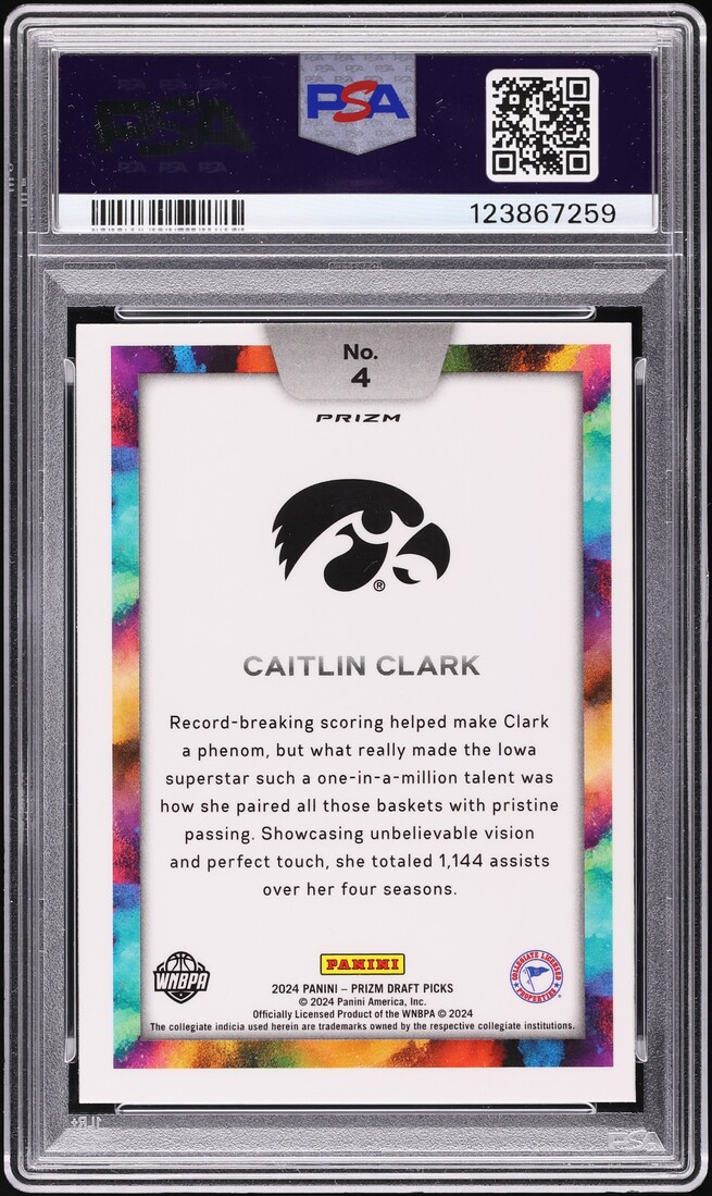 2024 Panini Prizm Draft Picks Color Blast Caitlin Clark ROOKIE #4 PSA 10 GEM MINT